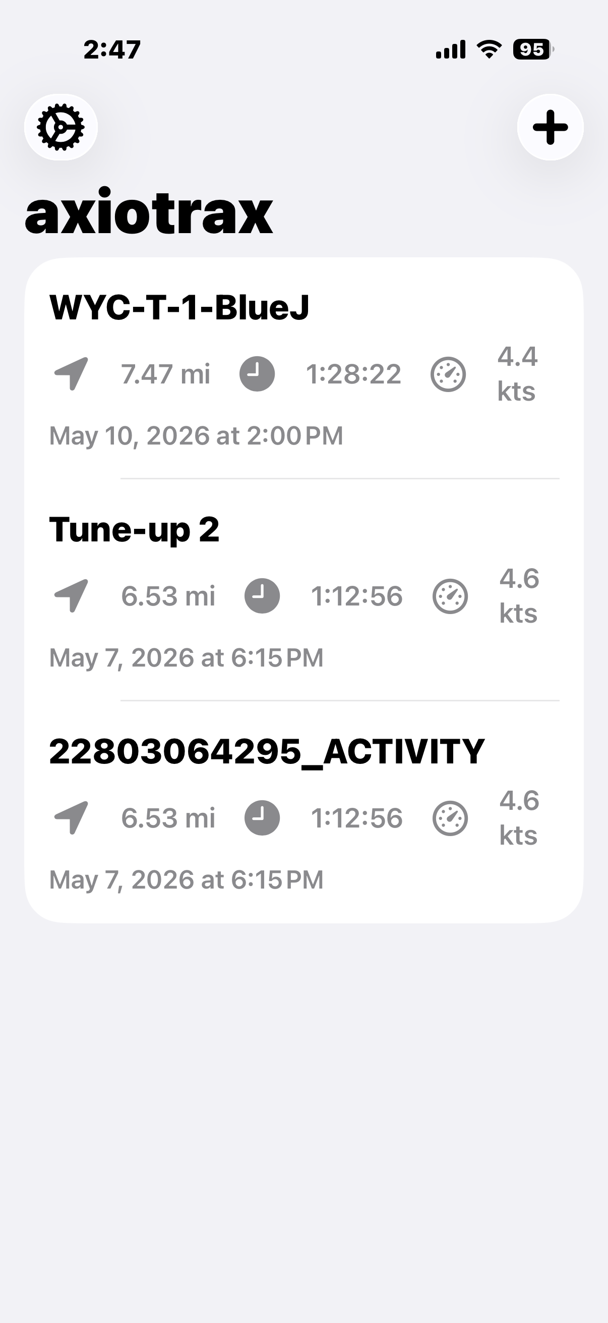 axiotrax activity list screen